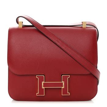 HERMES Epsom Enamel Constance 24 Rouge Grenat.